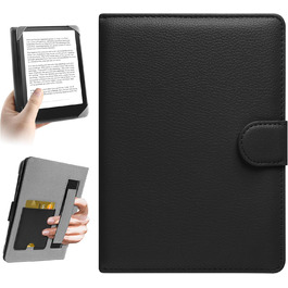 Чохол для електронних книг Pocketbook, Tolino, Sony, Kindle, Kobo: шкіряний захисний чохол, чорний, 6-6.8 дюймів