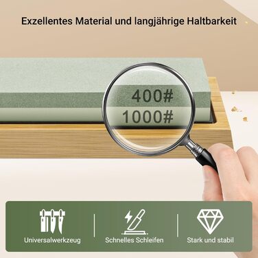 Набір для заточування ножів Schleifstein: 400/1000, з підставкою та кутовою насадкою