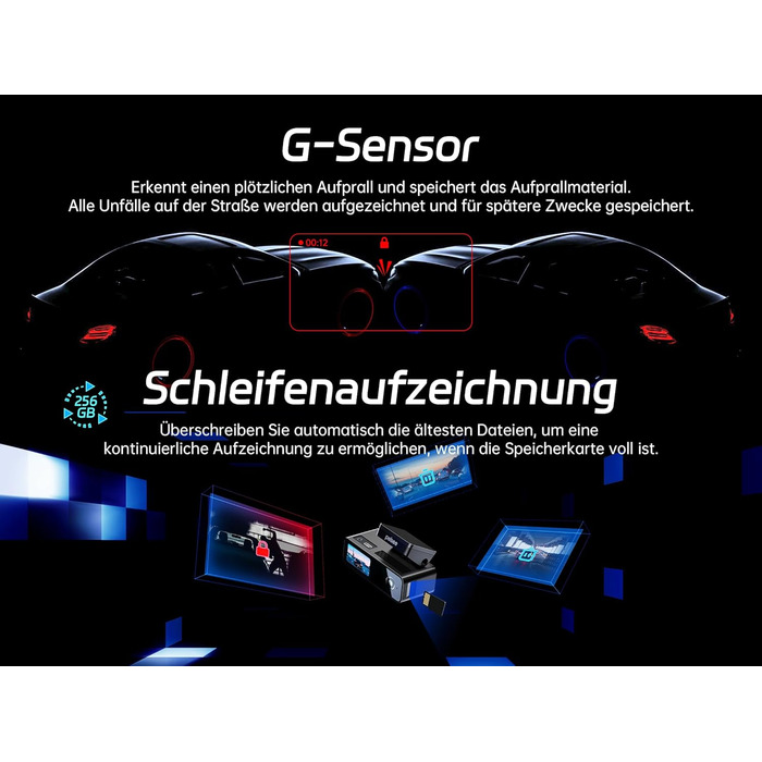 Відеореєстратор Pelsee P1 Duo 4K з двома камерами (передня та задня), Wi-Fi 5G, 64GB, IPS дисплей 1.5