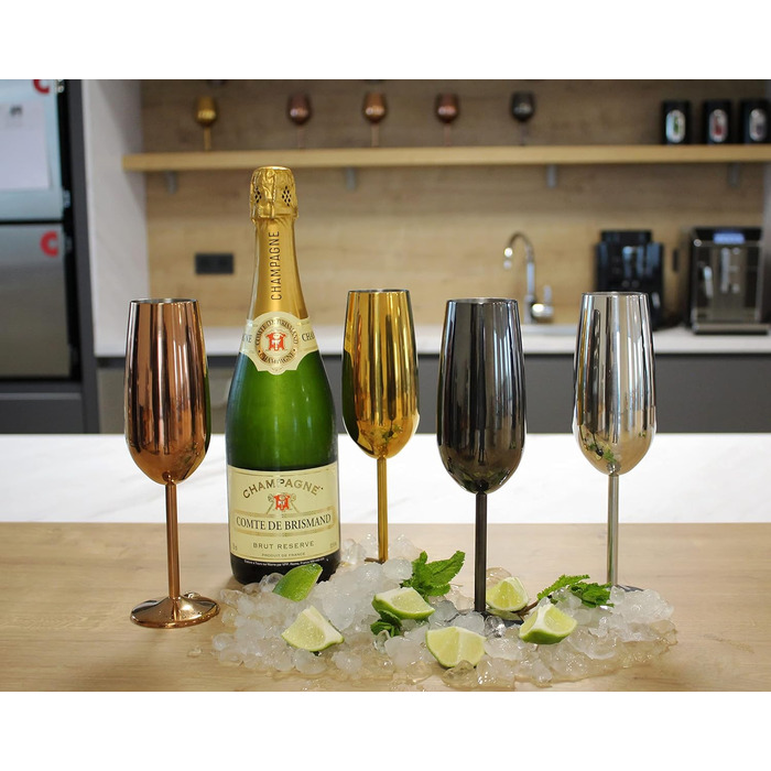 Склянки для шампанського та ігристих вин Echtwerk: нерозбивні, з нержавіючої сталі, 2 шт., 250 мл, срібна серія (набір)