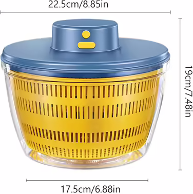 Automatic Salad Spinner, USB Wireless 4000ml Salad Spinner Dehydrator for Fruits and Vegetables, Salad Bowl for Serving, Quickly Drains Kitchen Helper in Trendy Color, Long Standby Time (Blue)