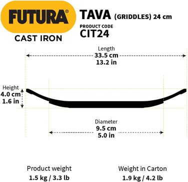 Чавунна тава HAWKINS Futura 24 см для роти, кухонний посуд, чорна, суцільнолитий чавунний корпус і ручка