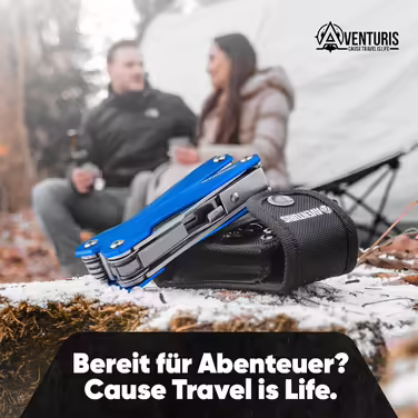 AVENTURIS® Multitool. Great multifunctional tool as bicycle accessory or outdoor gear, a multitool tool as men's gifts or Leatherman multitool green (Personalized, Blue)