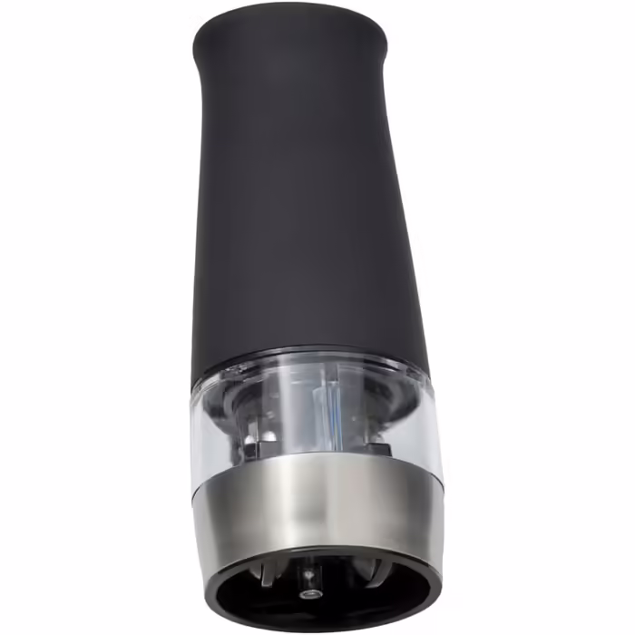 WENKO Electric Salt and Pepper Grinder, Elegant 2-in-1 Combination Grinder for Easy Grinding with a Button Press, with Ceramic Grinding Mechanism and Lighting, Battery-Powered, Dimensions: 7 x 17.5 x 6 cm, Black