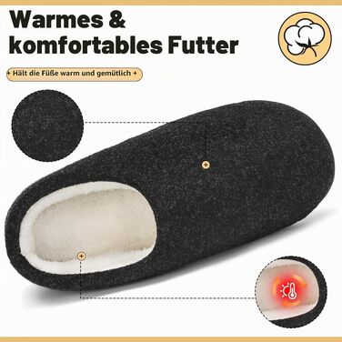 Зимові унісекс капці Mishansha з ефектом пам'яті (Memory Foam) та твердою підошвою, чорні, розмір 44/45 EU