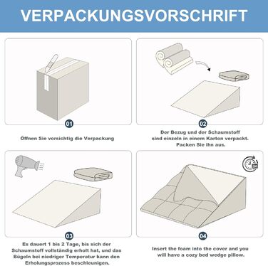 Підголовник для ліжка та дивана HAVARGO з піною з пам'яті - 55x55x25 см. Ергономічний підголовник для підтримки спини, рефлюксу та сну з апное. Ідеальний для читання та відпочинку.