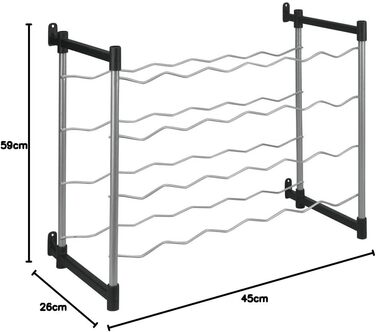 Metaltex Bottle Rack, Metal, Grey, For 72 Bottles (For 24 Bottles)