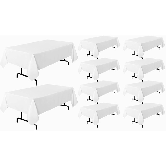 Vnituasr 10-Pack White Rectangular Tablecloth, 153×260 cm Polyester Table Covers