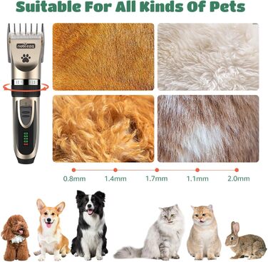 Професійна машинка для стрижки собак Nobleza Leise - набір для грумінгу, акумуляторна, 2 швидкості, для густого, довгого та кучерявого хутра, подарунковий набір (щітка, ножиці)