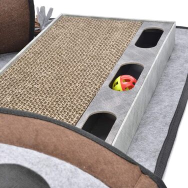 CanadianCat Company | Ultimate Cat Carpet Activity Carpet Calvin Grey/Brown, Intelligence Toy Cat Play Mat, Cat Activity Play Carpet, approx. 90 x 90 x 20 cm