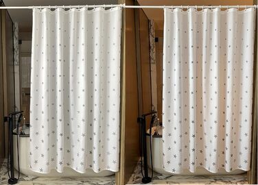 Штора для душу YOUNG DA текстильна біло-сіра з малюнком 