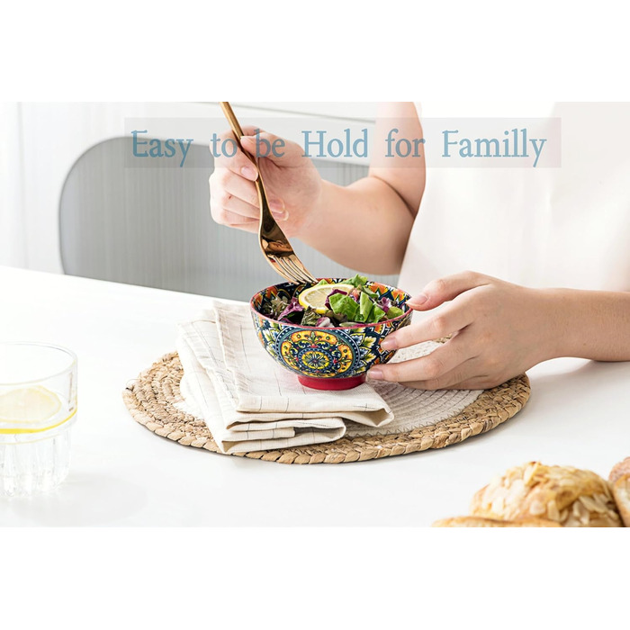 Набір супових тарілок Henten Home, 4 шт. - 360 мл, кераміка, для супу, десерту, морозива, богемний стиль