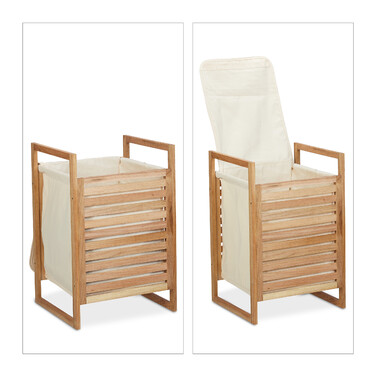 Relaxdays Walnut Laundry Basket with Lid