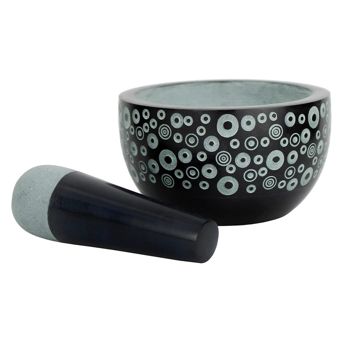 Мортертка Сатурн Fair Trade з толуштою, м'який камінь, H 6,5 см, DM 12 см