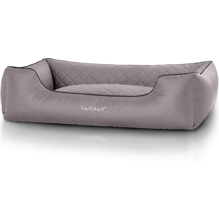 Cuddly Wuff Dog Bed XXL Faux Leather Dog Basket Dog Sofa Dog Cushion Dog Bed Washable Milan, 120 x 85cm, (L 105 x W 75 x H 25 cm, Grey)