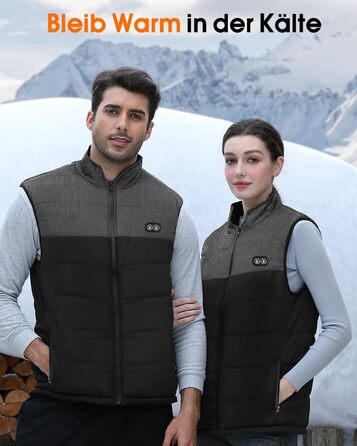 Електрична гріюча жилетка Buba Toys для чоловіків з Powerbank 20000mAh, 21 зона нагріву, 3 режими, для катання на лижах, піших прогулянок та активного відпочинку, XL, сіро-чорний колір