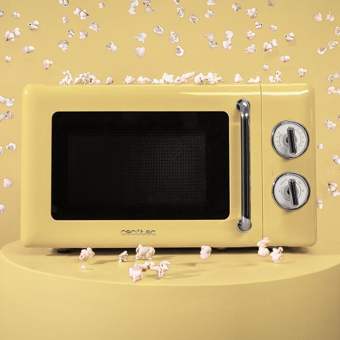 Мікрохвильова піч Cecotec Proclean 5110 Retro Blue, 20л, 700W, мікрохвилі з грилем, 8 програм, таймер 60 хв, функція розморожування, механічне керування, ретро дизайн