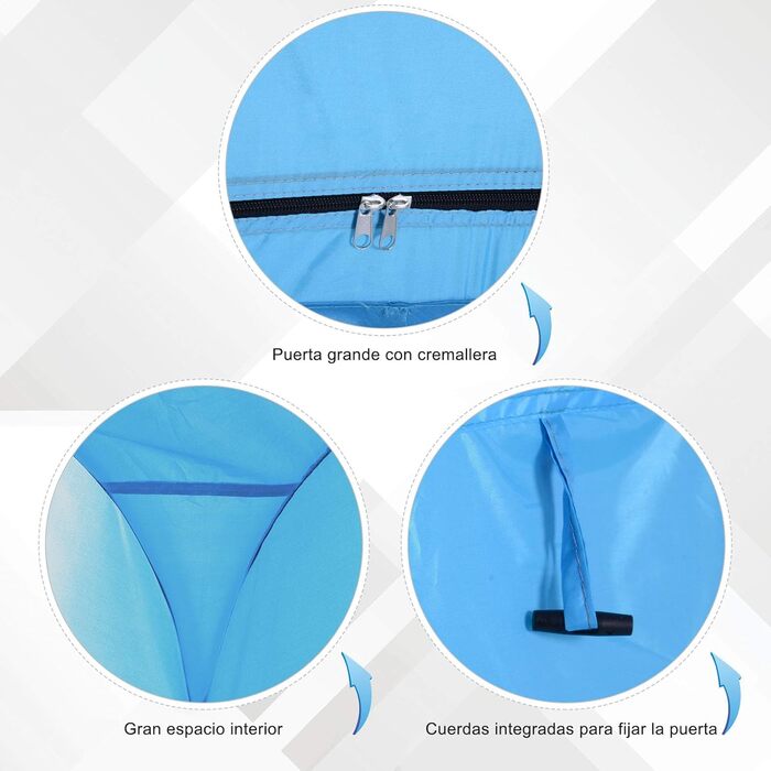 Намет для душу та туалету Outsunny, водонепроникний, для кемпінгу, 100x100x185 см, блакитний