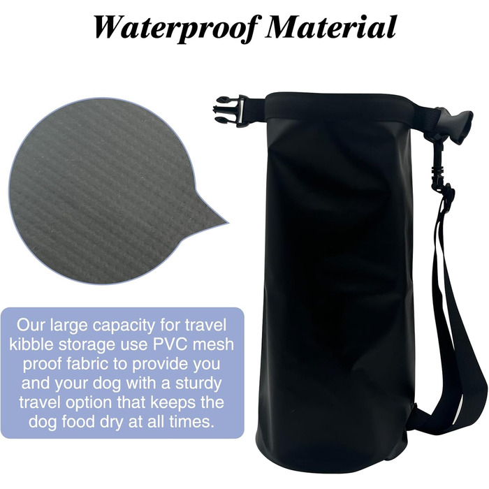 Велика переносна сумка для тварин, 15 л, чорна. Водонепроникна, для кемпінгу та походів.