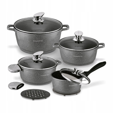Набір алюмінієвих каструль Konighoffer Pollo Grey, 12 предметів