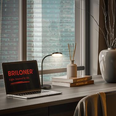 LED лампа BRILONER для столу з сенсорним управлінням, регульована яскравість, поворотна, чорна. Ідеально для дому та офісу, читання. Розміри: 32,5x13x40 см