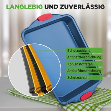Набір форм для випічки Nutrichef 10 шт. з антипригарним покриттям – для випікання солодкого (печиво) та солоного (пироги, піца). Форми з вуглецевої сталі, без PFOA та PTFE, з силіконовими ручками. Круглі та квадратні форми.