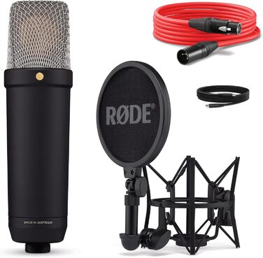 Мікрофон RØDE NT1 5 Generation: велика мембрана, XLR/USB, зі спінером та поп-фільтром для запису вокалу та подкастів (чорний)