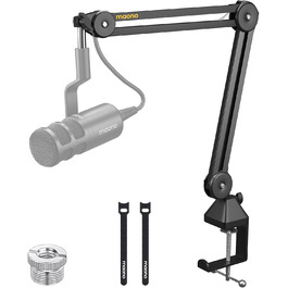 Кріплення для мікрофону MAONO BA37, регульоване, з адаптером 3/8'-5/8', сумісне з Blue Yeti, HyperX QuadCast, FIFINE, для подкастів та стрімінгу, чорне