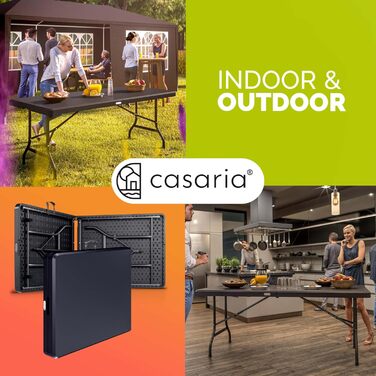 Стол садовий розкладний Casaria® з поліротангу, 180x75 см, чорний (антрацит)
