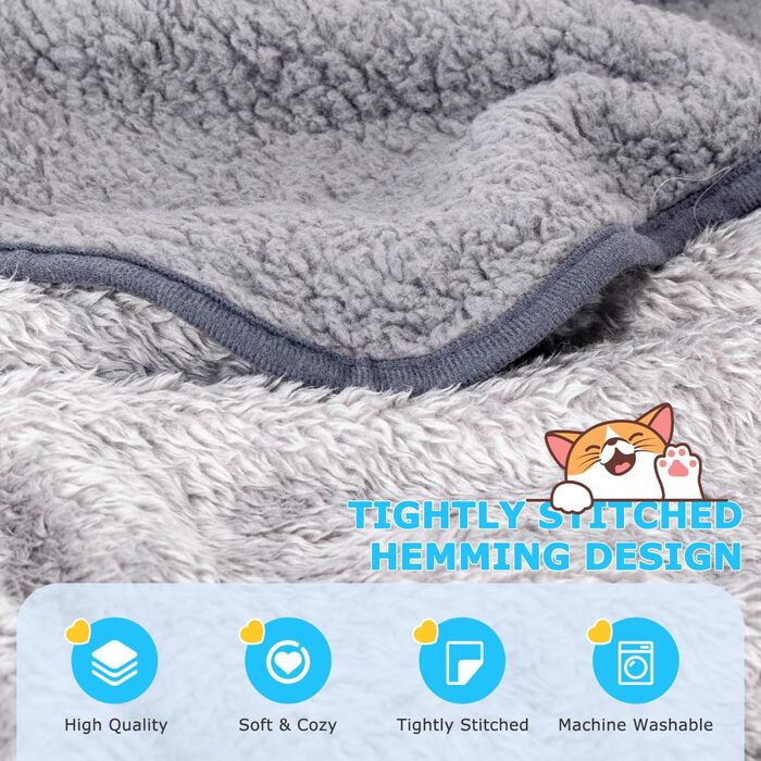 Плед для собак та котів Nobleza: м'який флісовий плед, 100x80 см, 2 шт. (темно-сірий та світло-сірий)