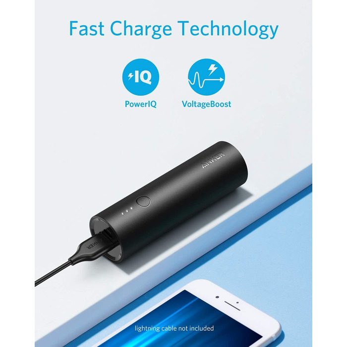 Powerbank Anker PowerCore 5000mAh: компактний акумулятор для iPhone, iPad, Galaxy та інших пристроїв (Чорний)