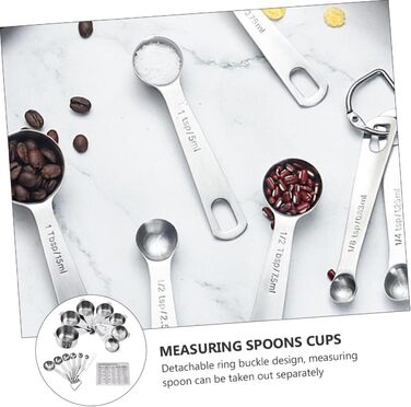 Cabilock Complete 15-Piece Stainless Steel Measuring Cup and Spoon Set. Detachable Design Without Handle. Accurate Measurement for Cooking and Baking.