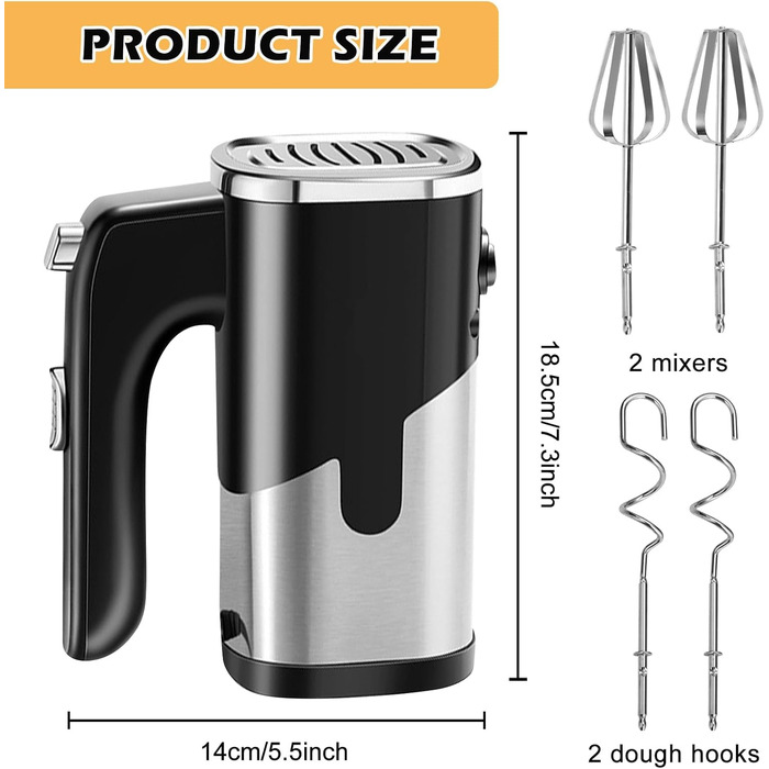 Електричний міксер 800W з 5 швидкостями: для випічки та збивання