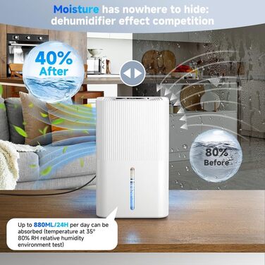 Електричний осушувач повітря 2700 мл з нічним світлом, таймером та автоматичним вимкненням - для дому, ванної кімнати, підвалу