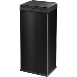 Відро для сміття Hailo Big-Box Swing XL, 52 л, чорне, з кришкою-маятником, нержавіюча сталь, кріплення для мішка, для кухні, Made in Germany