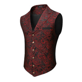 COOFANDY Жилет чоловічий з візерунком пає, вікторіанський, готичний, стимпанк, формальний, смокінг з гострим лаплями, колір вишневий M
