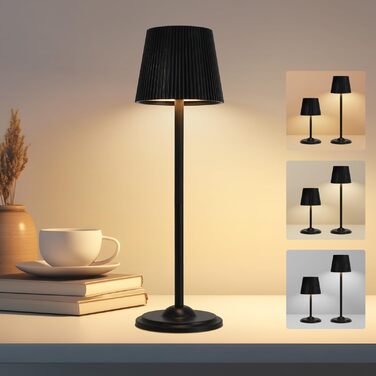 Світлодіодна настільна лампа бездротова з регулюванням висоти, USB-C нічник з 3 режимами освітлення та димером, портативна металева акумуляторна лампа для вітальні, спальні та вулиці (Чорна)