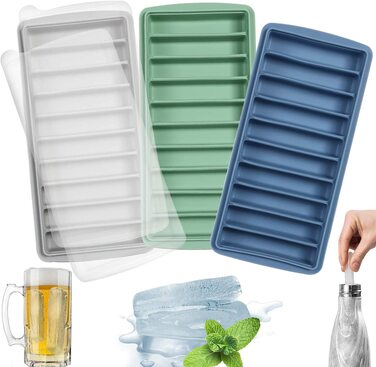 Силіконова форма для льоду LessMo з кришкою, BPA-free, LFGB сертифікована, на 10 осередків для коктейлів, віскі та напоїв, багатоколірна