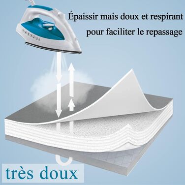 Чохол для гладильної дошки, 140 x 50 см, великий, з бавовни 100%, товстий, антиковзкий, сірий, XXL