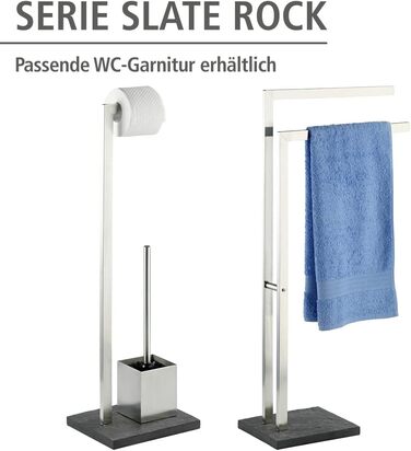 Набір для туалету WENKO Slate-Rock: тримач туалетного паперу та щітка для унітазу, нержавіюча сталь, антрацит, 73.5 x 19.5 x 23 см