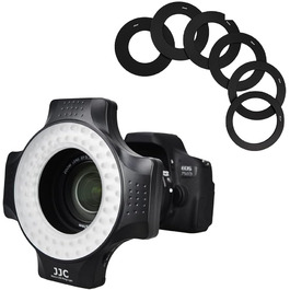 JJC LED кільцевий світловий прилад (кольцевий блиск) для DSLR камер Canon, Sony, Nikon, Olympus, Fuji - 60 LED, дифузор, адаптери 49-67mm