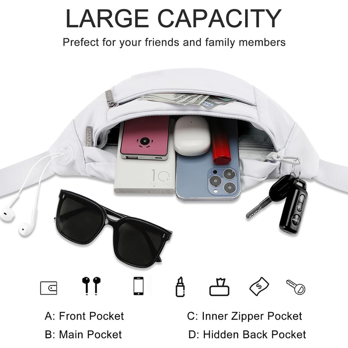 Поясна сумка MAXTOP для чоловіків та жінок. Водонепроникна, для занять спортом, бігу, кемпінгу, подорожей. Біла