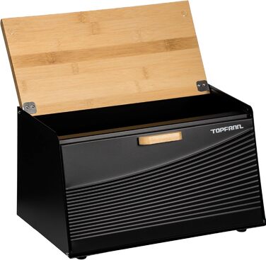 Бак для хліба з бамбука та металу, чорний | Бак для хліба, контейнер для хліба