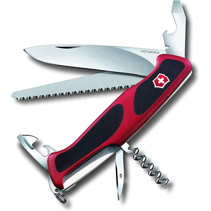 Мультитул Victorinox Ranger 55: 12 функцій, ніж-кліпса, дозатор, відкривачка, чорно-червоний