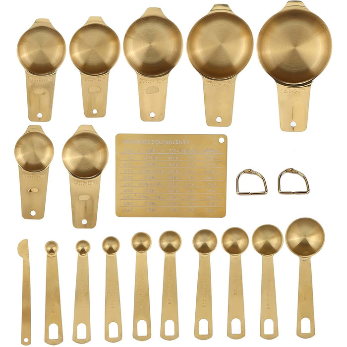 18-Piece Measuring Cup and Spoon Set for Baking, Stainless Steel Coffee Spoon Set, Measuring Cup and Spoon with Scale, for Measuring Flour, Liquids, Granules, and Spices