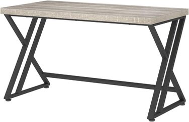 Long Computer Desk - Industrial Design Study Table for Home Office - Wood Top - 140 x 60 x 75.5 cm