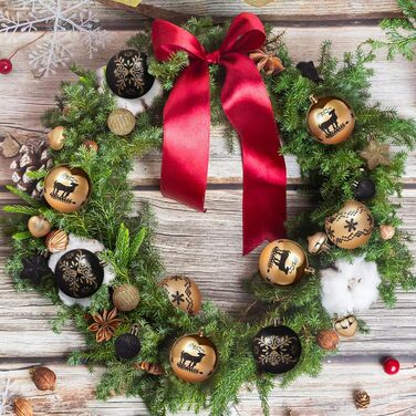 Кріплення для ялинки Kesote: 52 золоті та чорні ялинкові кулі для декору на Різдво та святкування