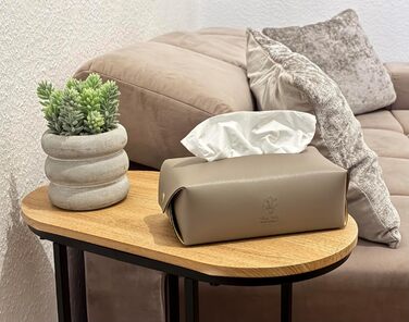 Genuine Leather Cosmetic Tissue Box, Handcrafted, Made in Italy, Perfect for Living Room, Bathroom, Kitchens, and Office/Practice (Gray)