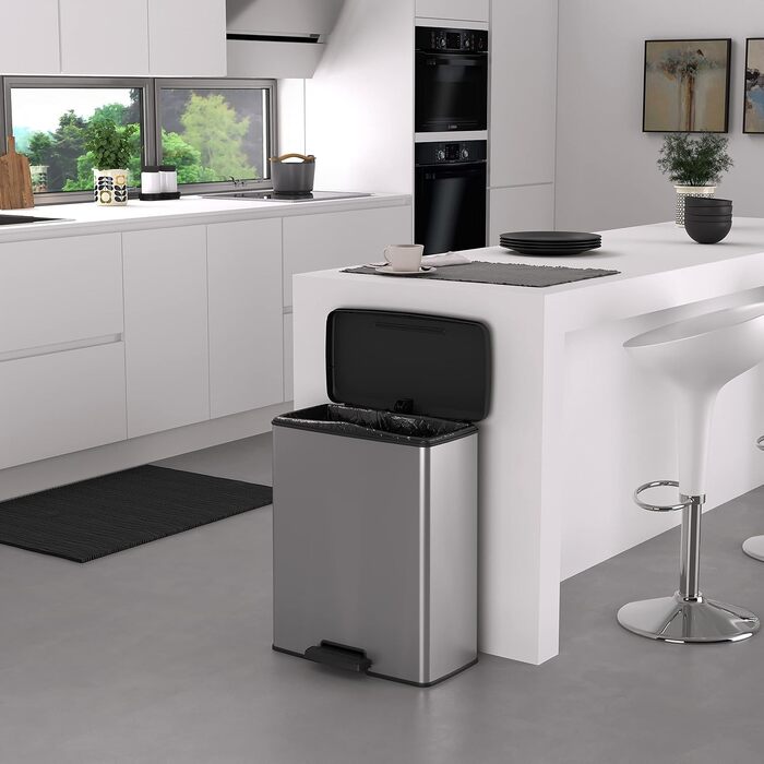 Сміттєвий кошик Curver Deco Bin, пластиковий, сріблястий металік, 65 л