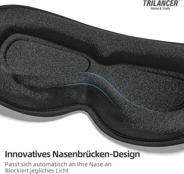 3D маска для сну Trilancer: повне затемнення, комфорт для бічних снів, чорна